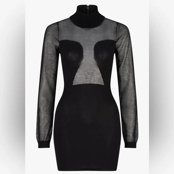 Atoir Roma Dress - Chic Black Mesh Long Sleeve Dress - Picture 4 of 12